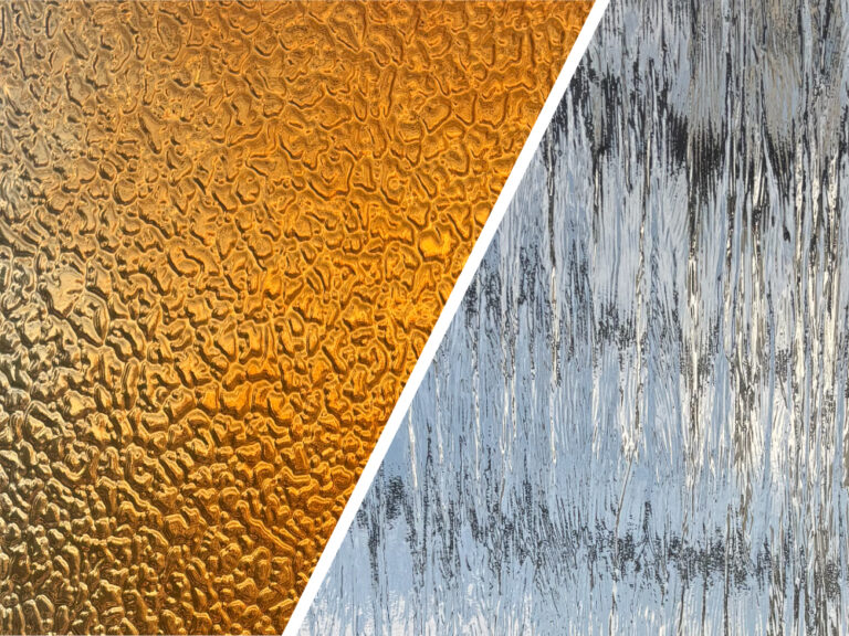 Połączenie folii kolorowej ze szkłem ornamentowym