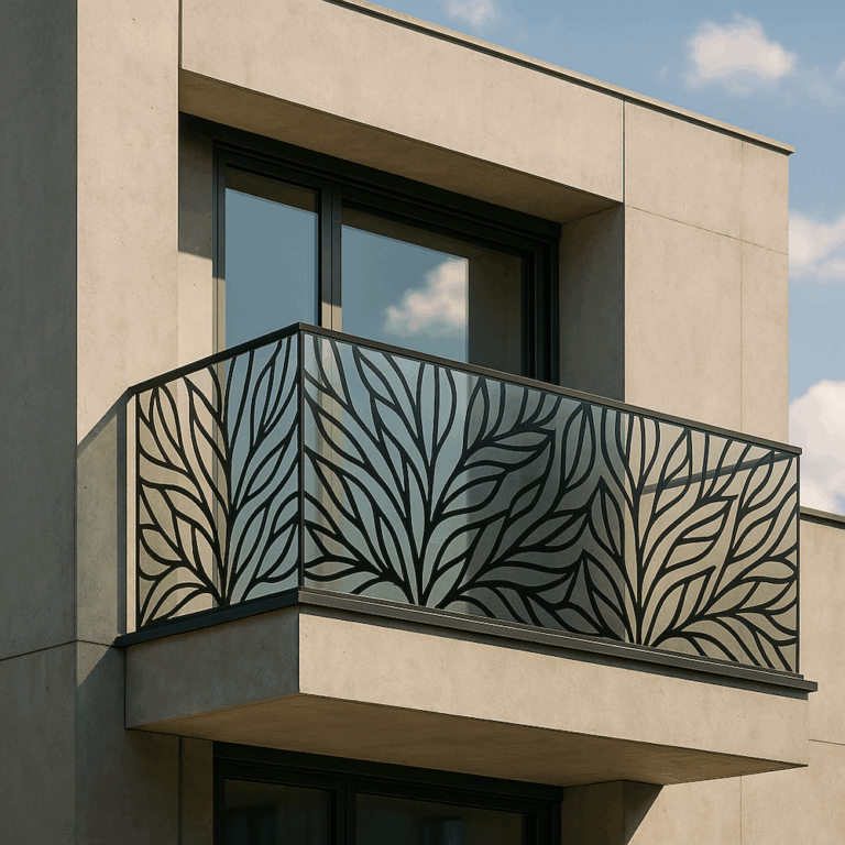 Balustrada balkonowa ze szkła z nadrukiem ceramicznym