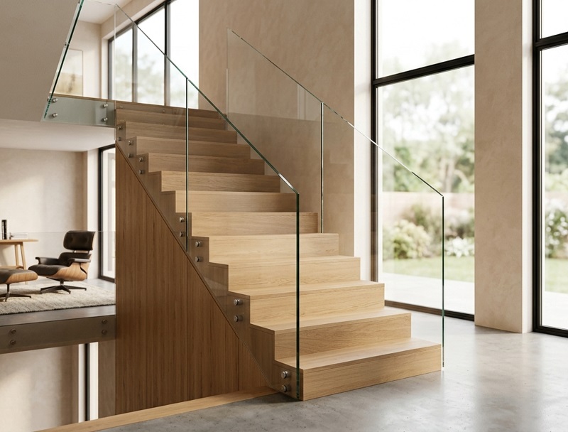 Balustrada szklana na schodach